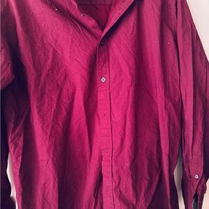 Beverly Hills Polo Club Maroon Dot Button-Up Shirt